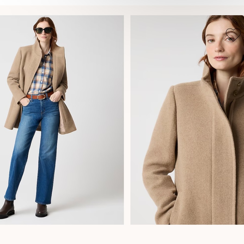 J. Crew Camel Wool Coat with High Collar